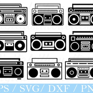 Boombox Svg, Boombox Silhouette, Boombox Cut File, Dxf, Png