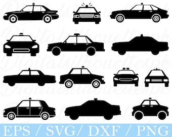 Police Car Svg, Police Car Silhouette, Dxf, Png