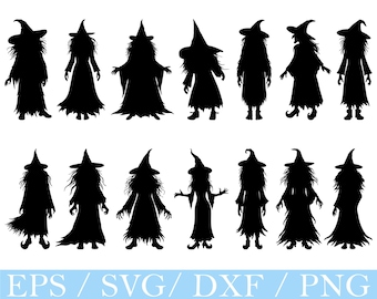 Witch Svg, Witch Silhouette, Halloween, Witch Vector, Dxf, Png