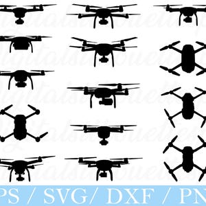 Droni Svg, Silhouette di droni, Dxf, Png