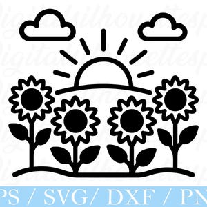 Sonnenblumenfeld Ikonen Design, Silhouette, Dxf, Png