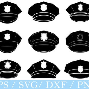 Police Hat Svg, Police Hat Silhouette, Police Hat Vector, Police Hat Cut File, Dxf, Png
