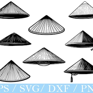 Chinese Conical hat Svg, Conical hat Silhouette, Dxf, Png