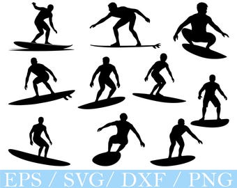 Surfing Svg, Surfing Silhouette, Surfing Vector, Dxf, Png