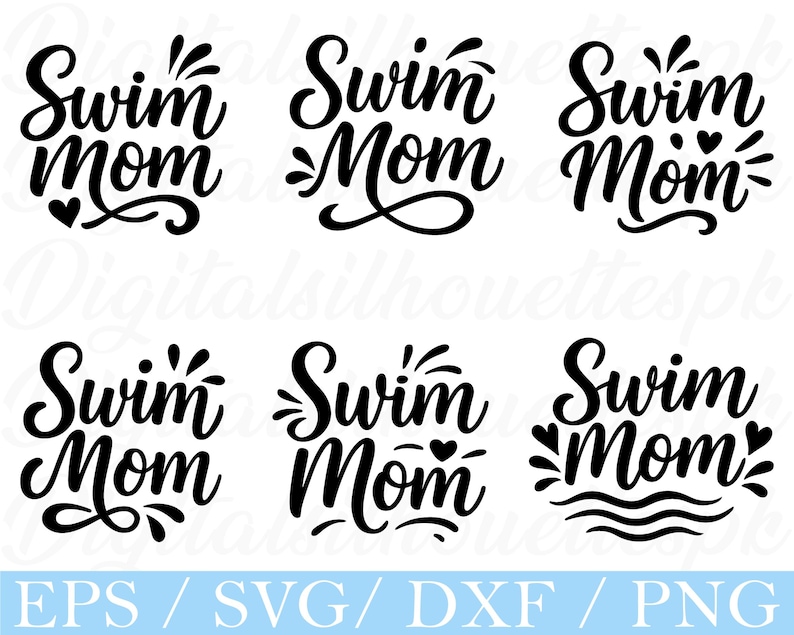 Swimming Cursive Swim Mom Typography SVG: Text Silhouette (digital Download) - Etsy