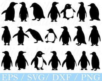 Penguin Svg, Penguin Silhouette, Dxf, Png
