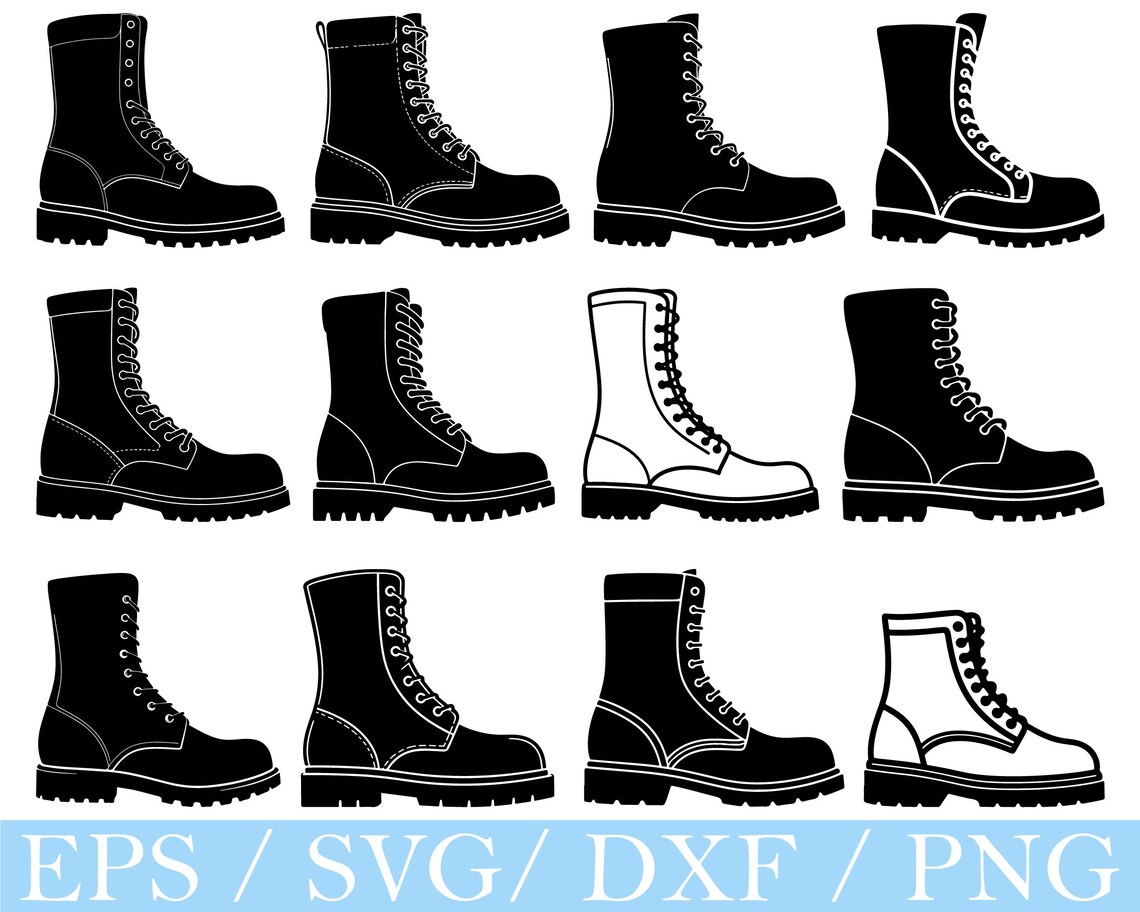 Military Combat Boot Svg, Military Boot Silhouette, Combat Boot Vector ...