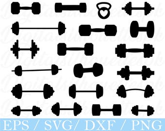 Barbell Svg, Barbell Silhouette, Dxf, Png