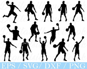 Male Basketball Players Svg, Basketball Player Silhouette, Dxf, Png