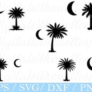 Südcarolina Palmetto und Mond Handzeichen, South Carolina Flagge Silhouette, Dxf, Png