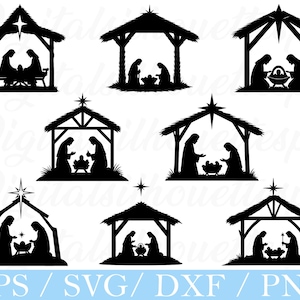 Nativity Scene Svg, Nativity Scene Silhouette, Dxf, Png