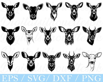 Doe Head Silhouette: Vector Art - SVG, PNG, DXF (Digital Download)