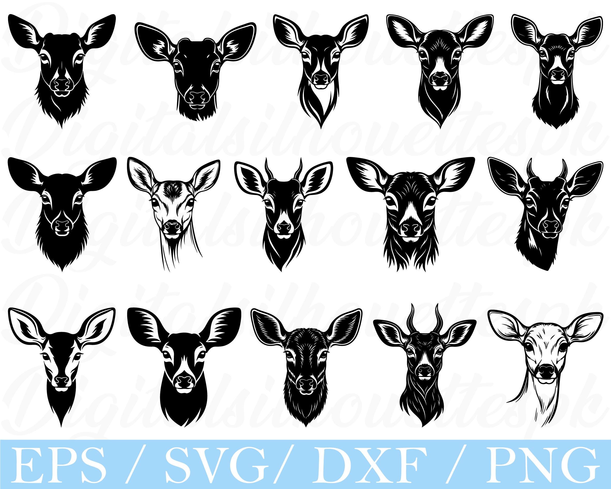 Doe Head Silhouette: Vector Art - SVG, PNG, DXF (Digital Download), image size:2363x1891