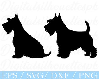 Scottish Terrier SVG Bundle: Dog Silhouette, Clipart (Digital Download