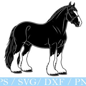 Shire Horse Svg, Shire Horse Silhouette, Shire Horse Vector, Dxf, Png