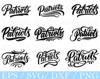 Patriots Typography Svg, Patriots Text Silhouette, Dxf, Png