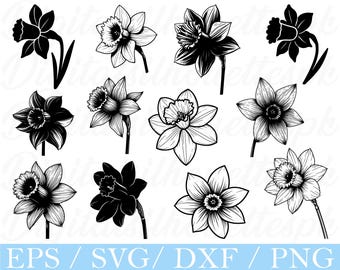 Påskliljablomma SVG-paket: Silhuett, DXF, PNG (digital nedladdning)