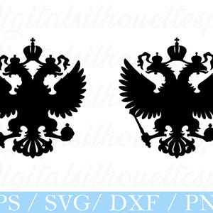 Russian Double Headed Eagle Symbol Svg, Double Headed Eagle Silhouette, Dxf, Png