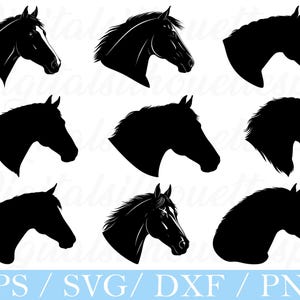 Horse Head Svg, Horse Head Silhouette, Dxf, Png