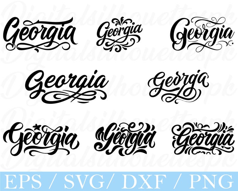 Georgia Typography Svg, Georgia Text Silhouette, Dxf, Png - Etsy