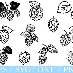 Hops Svg, Hops Silhouette, Hops Vector, Dxf, Png