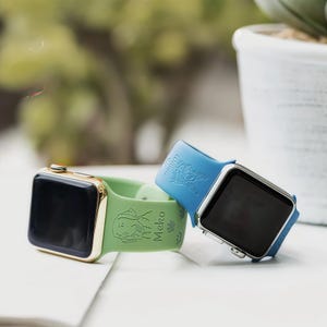 Personalized Dog Photo Apple Watch Band: Engraved Silicone Strap
