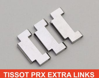 Eslabones de extensión de pulsera Tissot PRX para correa con cierre o hebilla: acero inoxidable de 16 mm o 18 mm para relojes de 35 mm y 40 mm. Caja Powermatic 80