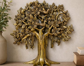 Handcrafted Brass Tree of Life Sculpture | Spiritual Tabletop Decor