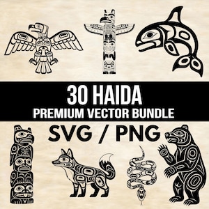 Haida-Inspired Bear Abstract SVG PNG Illustration Bundle - Pacific Northwest Coastal Digital Download Bundle