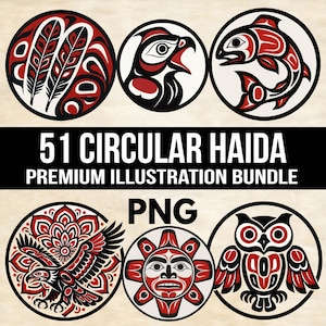 Haida-Inspired Circular Designs | Digital Download Bundle | PNG Clipart for Crafts, Tattoos, Sublimation & More