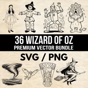 Wizard of Oz SVG PNG-bundel - Dorothy, Scarecrow, Tin Man, Lion & meer! | Digitale download voor Cricut, Silhouette en DIY Crafts