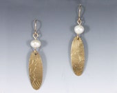 Sea Shell Pearl Earrings, Nu-Gold Shell Earrings, Embossed Oval Earrings, State Fl Earrings, Free Shipping, Seashell Embossed Earrings