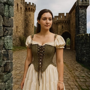 Women Renaissance Corset , Medieval Overbust Lace Up Bodice, Viking Pirate Ren Faire  Corset Top, Cottagecore Renaissance Fair Dress Corset