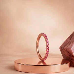 ruby wedding band, ruby eternity jewellery, ruby ring, dainty minimalist ring, stacking ring, july birthstone, personalized gift for her