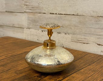 Vintage Mid-Century Hand Blown Perfume Atomizer Silver Mercury Crackle Glass