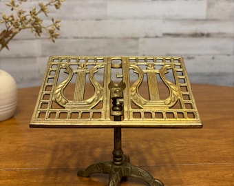 Brass Vintage Miniature Music Stand Unique Display Gold Retro Antique