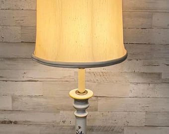 Vintage Porcelain Table Lamp with Hand-Painted Floral Motifs