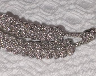 Vintage Wheat Sprig Brooch Pin with Marcasites