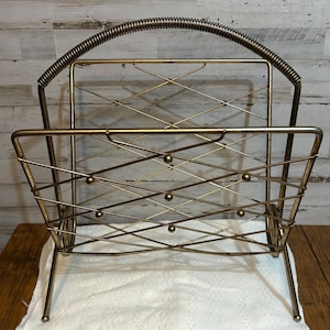 Vintage Mid-Century Brass Magazine Rack