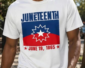 Juneteenth Red White Blue Freedom Flag T-Shirt, Blue Juneteenth Flag Shirt, Black American Freedom 1865 Tee, Emancipation Day Shirt