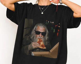 Gandalf Wizard Pizza Shirt, Retro 90s Lotr Wizard Tee Shirt, Comfort Colors Funny meme Graphic Tee, Pizza Lover Gift
