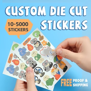 Fogli di adesivi personalizzati / Più disegni su un foglio / Fustellati, laminati e impermeabili / Perfetti per agende, diari, album di ritagli