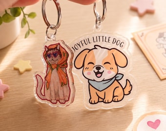 Custom Acrylic Keychain, Personalized Photo Charm, Full-Color Logo Printing Acrylic Keyring