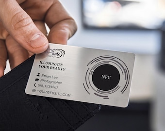 Custom Metal NFC Business Card, Full Color,Single or Double Sided,Vcard, Tap Card