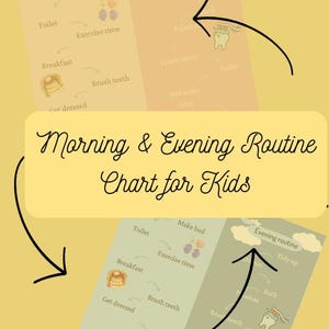 Morning & Evening Routine Chart for Kids – Pink and Blue Printable - Instant Download