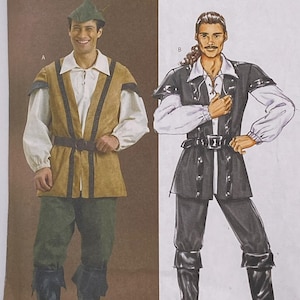 Robin Hood & Musketeer Renaissance Vintage Sewing Pattern Butterick 4574, Men&#39;s Size XL–XXXL Tunic Shirt Pants Hat Medieval Fantasy Cosplay