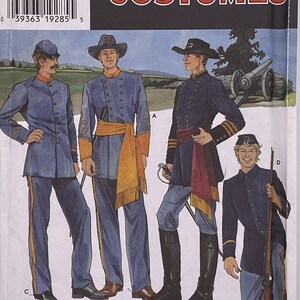 May include: Simplicity Costumes pattern featuring illustrations of Civil War era uniforms. The package includes images of men in blue coats, trousers, and hats, with various accessories like sashes and swords. The text on the package reads "7274" and "No Return or Refund."