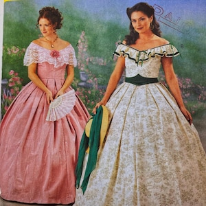 Seltene Südliche Belle Kostüme McCall’s 3597 Civil War Era Kleid Vintage Schnittmuster für Hochzeit im Theater Cosplay Ungeschnitten Größen 12-18