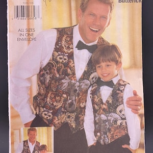 Matching Father Son Vest & Bow Tie Butterick 5320 Vintage Sewing Pattern Uncut (FF) Wedding Ring Bearer Formal DIY Family Photo Op Event