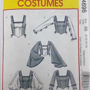 Patrón de costura vintage para corsé medieval renacentista McCall&#39;s M4696, tallas 8-22, sin cortes (FF), disfraz para LARP, teatro o Halloween.